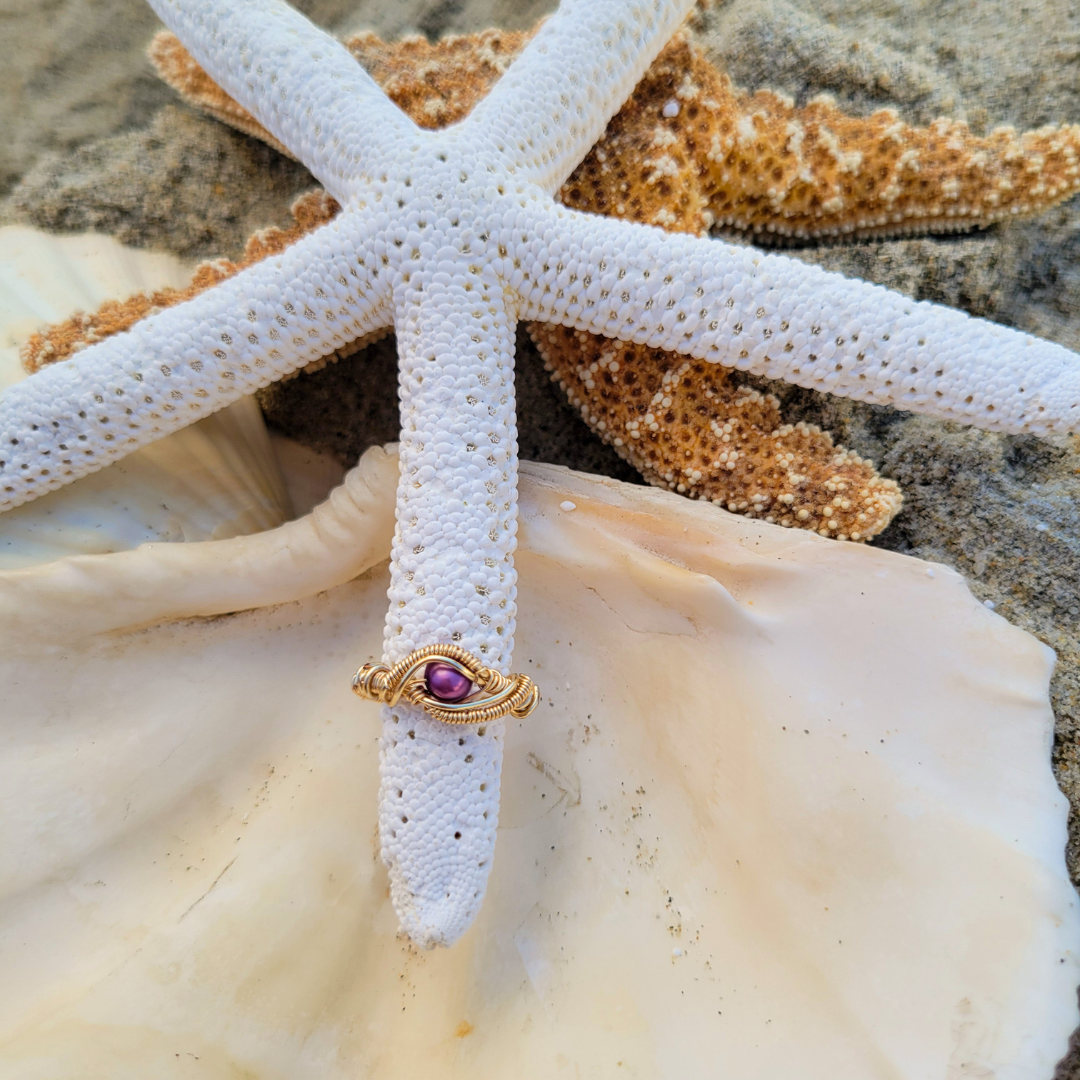 Purple Pearl Eye Ring