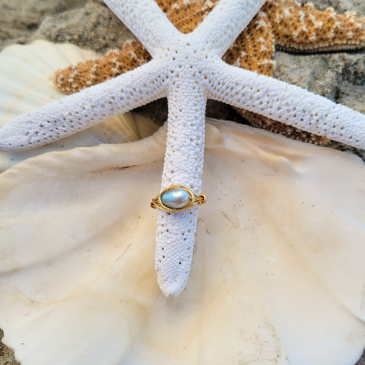 Light Blue Pearl Ring