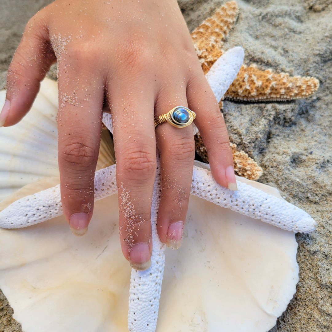 Dark Blue Peal Ring