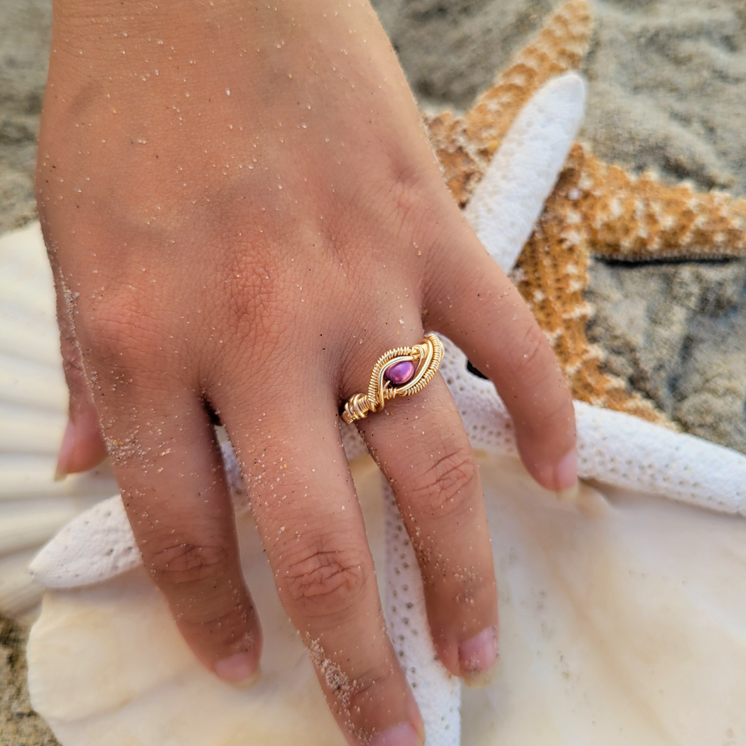 Purple Pearl Eye Ring